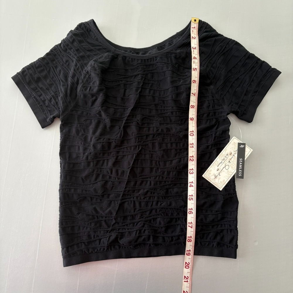 NWT French Laundry Seamless‎ Scoop Neck Top Black Size S Short Sleeve Stretch - Picture 6 of 9